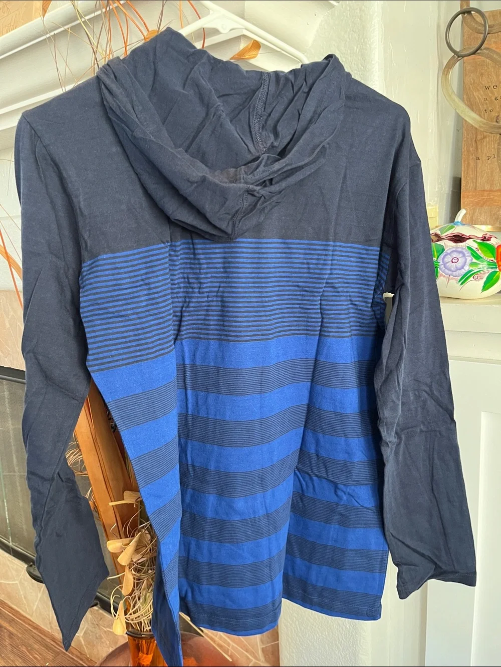 The Children's Place Navy and Royal Blue Striped Hoodie Tee